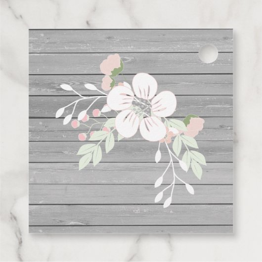 Étiquettes Cadeau Première communion florale rousse en bois gris rus (Dos)