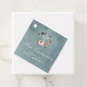 Étiquettes Cadeau première communion marsala floral monogramme océan (En situation)