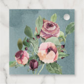 Étiquettes Cadeau première communion marsala floral monogramme océan (Dos)