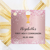 Étiquettes Cadeau Première communion parties scintillant rose merci