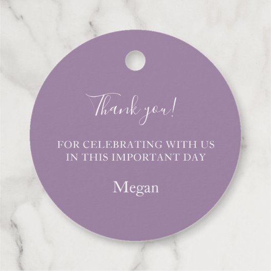 Étiquettes Cadeau Première communion Purple et Gold Elegant Faver Ta (Dos)