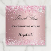 Étiquettes Cadeau Première communion rose parties scintillant merci (Dos)