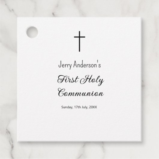 Étiquettes Cadeau Première communion sacrée catholique simple QR min (Devant)
