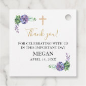 Étiquettes Cadeau Première Communion, Succulents pourpres Favoriser  (Dos)