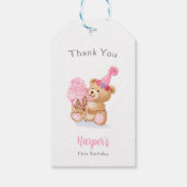 Étiquettes-cadeau Première fille d'anniversaire Teddy Bear Crème de (Dos)