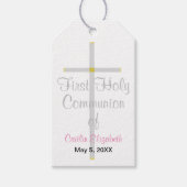 Étiquettes-cadeau Première Sainte Communion de fille Croix d'argent  (Devant)