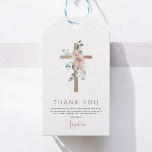 Étiquettes-cadeau Première Sainte Communion Merci Dusty Rose