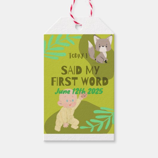 Étiquettes-cadeau Premiers mots de bébé  (Devant)