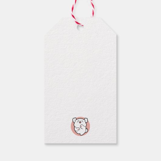 Étiquettes-cadeau Prends un bonjour ! - Joyeux dessin de chien blanc (Dos)