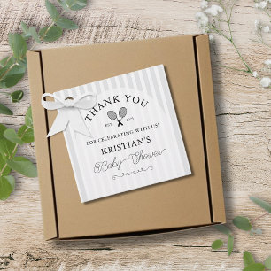 Étiquettes Cadeau Preppy Grey Tennis Chic Baby shower Merci
