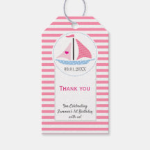 Preppy Nautical rose Voile Away Anniversaire Merci