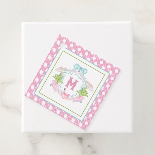 Étiquettes Cadeau Preppy Palm Beach Monogram Crest (En situation)