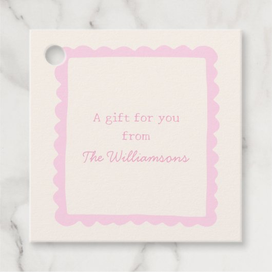 Étiquettes Cadeau Preppy Pink Whimsical Border Custom Gift From (Devant)