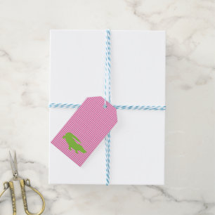 Étiquettes-cadeau Preppy rose En vichy vert Alligator Sud amusant