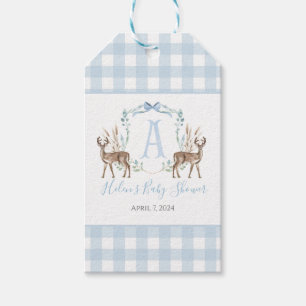 Étiquettes-cadeau Preppy Southern Blue Boy Deer Baby shower