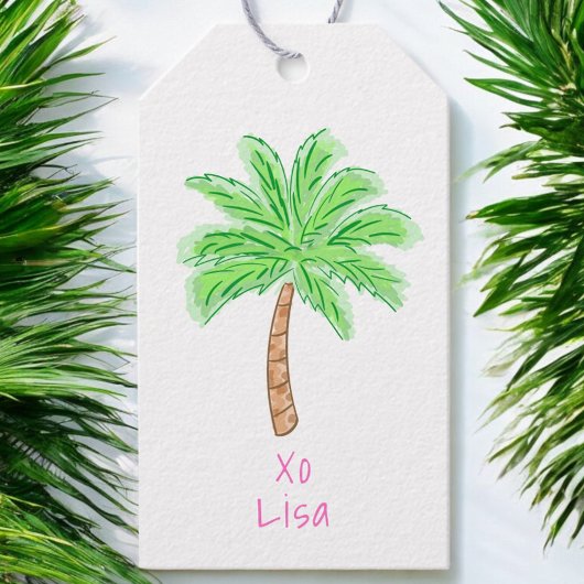 Étiquettes-cadeau Preppy Tropical Palm Tree Custom