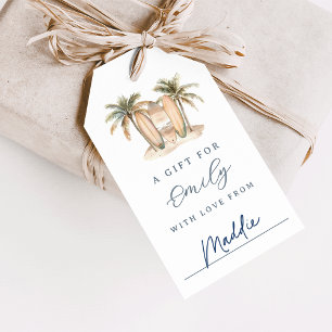 Étiquettes-cadeau Présentation de Baby Shower sur le thème Surf Côté