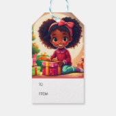 Étiquettes-cadeau Présentation d'ouverture de la petite fille noire (Dos)