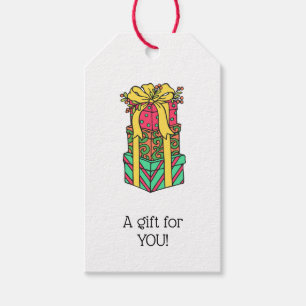 Étiquettes-cadeau Présentations de Noël enroulées empilées Noël