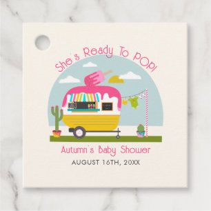 Étiquettes Cadeau Prêt À Pop Ice Pop Camper Baby shower Rose