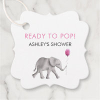 Prêt à taper Tags, Elephant Baby shower Tags, Rose