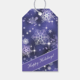 Étiquettes-cadeau Prettiest Snowflakes Motif Violet ID846