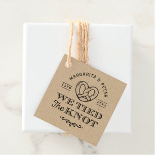 Étiquettes Cadeau Pretzel Nous Avons Lié Les Mots-Clés Mariage Merci