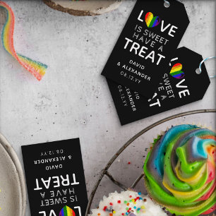 Étiquettes-cadeau Pride Rainbow Heart Lot Is Sweet LGBT Mariage