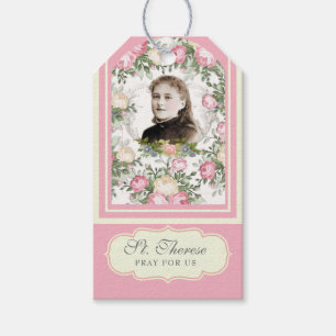 Étiquettes-cadeau Prière religieuse St. Therese Vintage rose Roses