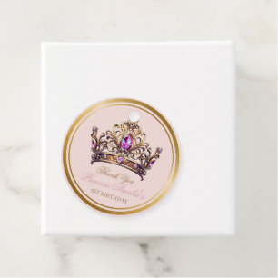 Étiquettes Cadeau Princesse Couronne d'or rose 1er anniversaire