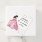 Étiquettes Cadeau Princesse d'or rose Quinceañera (En situation)