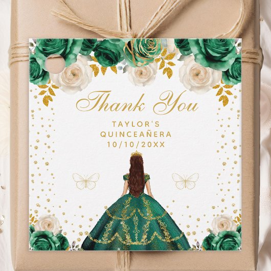 Étiquettes Cadeau Princesse Florale Verte Quinceañera