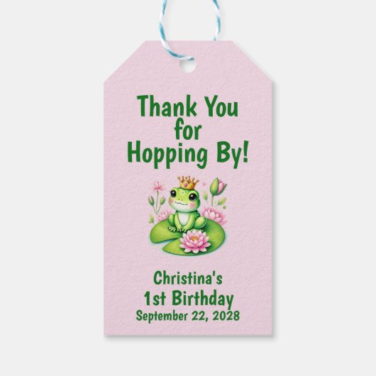Étiquettes-cadeau Princesse Grenouille Merci Anniversaire  (Dos)