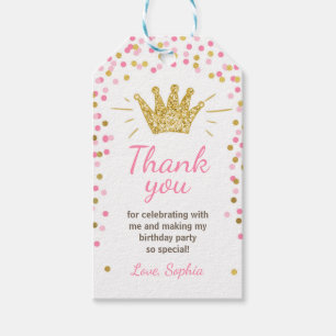 Étiquettes-cadeau Princesse merci tags Royal Crown rose et or