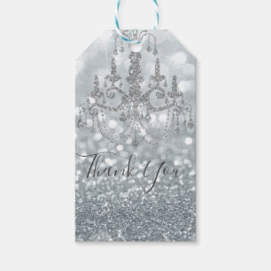 Étiquettes-cadeau Princesse Paillettes Argent Brillant Glamour