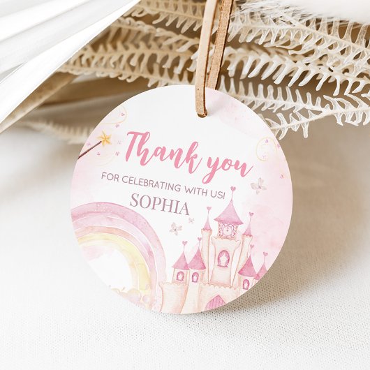 Étiquettes Cadeau Princesse rose 4e fête d'anniversaire