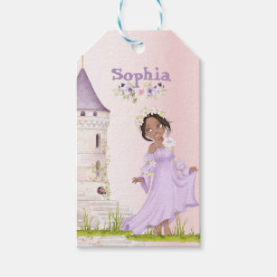 Étiquettes-cadeau Princesse Unicorn Cheveux foncé pourpre mignon Ann