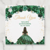 Étiquettes Cadeau Princesse Vert foncé Quinceañera Merci (Devant)