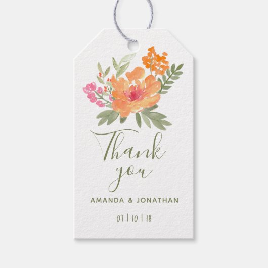 Étiquettes-cadeau Printemps mariage aquarelle fleurs invités faveur (Devant)