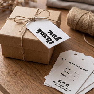 Étiquettes-cadeau Prix simple minimaliste d'affaires noir et blanc