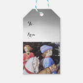 Étiquettes-cadeau Procession de Magus Melchior, Cheval, Chat sauvage (Devant)