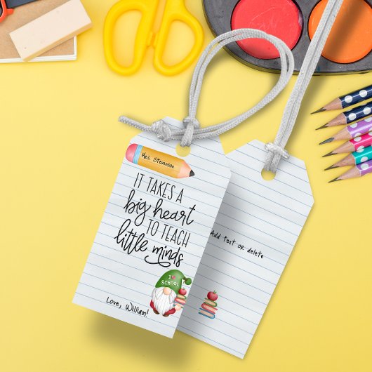 Étiquettes-cadeau Professeur Appréciation Gnome Avec Livres