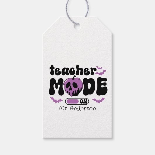 Étiquettes-cadeau Professeur effrayant Halloween « Mode Activé » Pom (Devant)