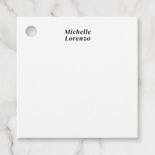Étiquettes Cadeau Professionnel Moderne Simple Plain Nom Noir Blanc (Devant)