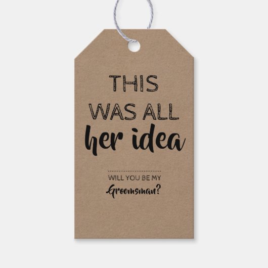 Étiquettes-cadeau Proposition amusante de Groomsman (Devant)