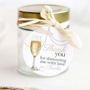 Étiquettes Cadeau Prosecco Perles élégant remerciement pour une Baby