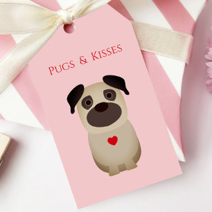 Étiquettes-cadeau Pugs & Baisers, Chien Pug de la Saint-Valentin, Sa