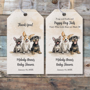 Étiquettes-cadeau Puppy Chien Tails Baby Boy Baby shower