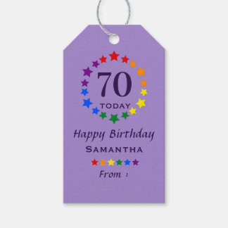Étiquettes-cadeau Purple 70 aujourd'hui ou tout âge Anniversaire LGB
