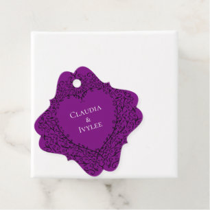 Étiquettes Cadeau Purple and Black Heart Gothic Wedding Favor Tags